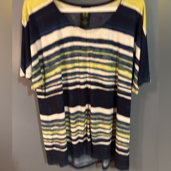 Pure Striped Navy and Green Women's Top XL - Picture 2 of 6